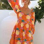 Hello Molly Sweet Macaron Mini Dress In Orange Floral Photo 2