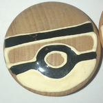 Vintage Wooden Painted Funky Chunky Retro Boho Clip On Earrings Brown Photo 2