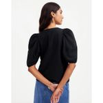 J.Crew Madewell Puff Sleeve Tee Shirt Cotton Top Relaxed Minimalist Jet Black XXS NWT Photo 2