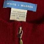 WHITE + WARREN Red 100% Cashmere Red Long sleeve zip front sweater top XL Photo 6