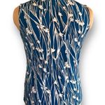 Laundry by Shelli Segal  Blouse Tie Front Blue Sleeveless Abstract Flower Detail Photo 1