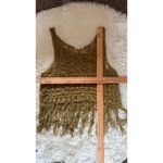 Crochet Fringe Boho Tank Top Size S Cotton Festival Vest Beach Coverup Y2K Gold Photo 3