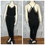 VICI  Kaylie Tencel Pocketed Lace Cami Jumpsuit Black Size Medium Photo 2