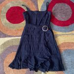 American Eagle Black Woven Ring Smocked Spaghetti Strap Short Black Dress Medium Photo 0