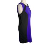 Ellen Tracy  Colorblock Sheath Dress 8 Blue Black Lined Sleeveless Zip Round Neck Photo 4