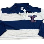 Women's Striped Long Sleeve Oakland Graphic Polo T Photo 0