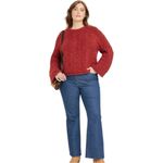 Universal Thread Women's Cable Knit Crewneck Pullover Sweater Red Photo 1