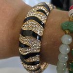 Vintage Gold Black Zebra Print Clamper Hinge Bracelet Photo 6