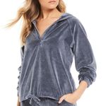 Jessica Simpson Velour Hoodie Sweatshirt in Bluish Grey, Size L New w/Tag Photo 3