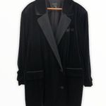 1. State  Black Velvet Ruched Sleeve Blazer Dress Photo 4