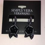 Vera Wang Simply Vera Silver Tone Black Rose Earrings Photo 1