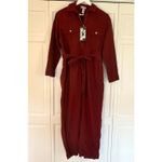 Future Collective NWT maroon cotton long sleeve jumpsuit size small Red Photo 11