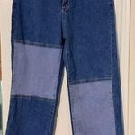 Handmade   Women's Patchwork Denim Pants Multicolor Straight Leg Size S Photo 0