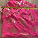 Lilly Pulitzer NWT  Saraleigh One Shoulder Top Pink Gold Floral Metallic Medium Photo 8
