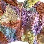 Urban Outfitters Out From Under Rainbow Tie Dye Sherpa Cropped Zip Hoodie XS NWT Photo 8