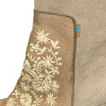 Toms  Evie Floral Embroidered Suede Canvas Block Heel Boot Taupe Women's Size 7.5 Photo 10