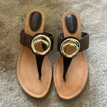 st. john's bay Womens  Brown with Gold Accent Sandels like New Photo 0