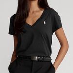 Ralph Lauren Polo  Women’s Sz M Polo Black Jersey V Neck‎ Tee Photo 0