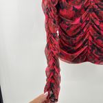 Bagatelle Collection Rose Print Mesh Ruched Mock Neck Long Sleeve Blouse Large Photo 6