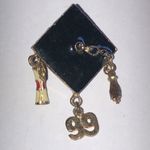 99 Black Enamel Graduation Cap Brooch with Charms Photo 1