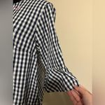 EUC Chelsea & Theodore Blue White Checked Embroidered Floral Babydoll top size 8 Photo 2