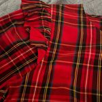 J.Crew  Red Plaid Long Sleeve Ruffle Top.  Womens XS Photo 1