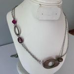 Lia Sophia  Mantra Silver Tone Resin Mother Pearl Abalone She’ll Wood Necklace Photo 1