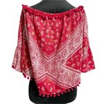 Tularosa  Size Medium  Top Blouse Pom Pom Bandana Off The Shoulder Photo 4