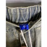 Aelfric Eden  Leather Spilt Asymmetrical Gold Baggy Distressed Jeans 30 NWT Photo 4