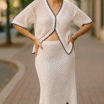 Topshop  Maxi‎ Skirt Floral Open Knit Crochet Size Small Photo 0