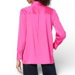 The Drop @Lucyswhims Hot Pink Satin Long Sleeve Collared Button Front Size S Photo 2