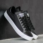 Adidas Black Leather Court Vantage Mesh Sneakers Photo 0