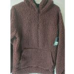 Free Planet  Burgundy Sherpa Hoodie S Winter Cozycore Comfy Casual Streetwear NEW Photo 0
