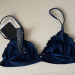 ZARA NWT Navy Blue silky satin ruched bralette Photo 4