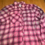 Urban Outfitters BDG pink plaid Keanu oversized flannel long sleeve shirt,size SP Photo 0