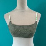 Aerie  Eyelet Straight Scoop Bikini Top Olive Fun Swimsuit Beachy Swimming Sz M Photo 2