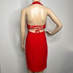 Lulus  Red Uniquely Chic Bodycon Halter Tie Up Dress Photo 2