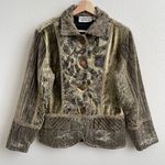 Flashback Couture Vintage 90s Khaki Olive Velvet Carpet Button Up Blazer Jacket Photo 1
