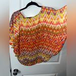 Peter Nygard Peter Nygård Women’s Butterfly Sleeve Layered Chiffon Bling Chevron Blouse Sz S Photo 1