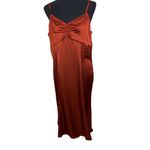 Melrose and Market #250  Ruched Satin Slip Dress in Rust Henna Photo 2