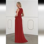 Azazie NWT  LALA  A-Line Sequins Chiffon Floor-Length Dress Color RED  Size A12 Photo 2