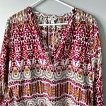 Garnet Hill 100% Silk Floral Green and Orange Ikat Women's Top Size 16 Photo 8