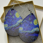 Starry Night Teardrop Earrings NWOT Blue Photo 0