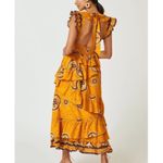 Anthropologie Anthro Love The Label Gigi Gold Ruffled Boho Maxi Dress Photo 1