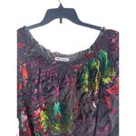 NYgard Sheer Velvet Burnout On/Off Shoulder Bishop Sleeve Tropical Floral Top XL Purple Photo 1