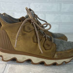 Sorel Kinetic Caribou Snow Boots Womens 7.5 Light Brown Leather Gray Waterproof Photo 0