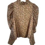 En Saison Top Women S Cream Ditsy Floral High Neck Puff Sleeve Contemporary Photo 0