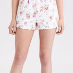 American Eagle  White Floral Denim Mom Shorts Women’s Size 4 100% Cotton Photo 0