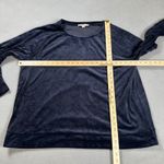 Loft  PLUS Sweater Top Shirt Womens 20/22 Navy Velour Crewneck Long Sleeve Cuffed Photo 2