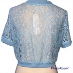 Abollria large blue women’s cover up crochet knit short sleeve NWT Photo 2